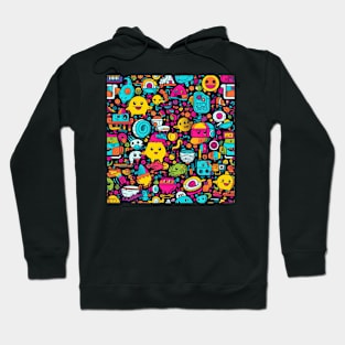 Cute Colorful Monsters and Creatures Pattern Hoodie